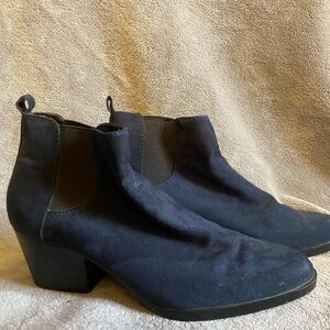 Old Navy Navy Blue Ankle Boots Faux Suede